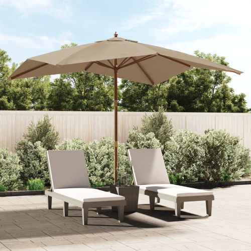 Parasol de jardin avec mât en bois taupe 300x300x273 cm - Photo n°2; ?>