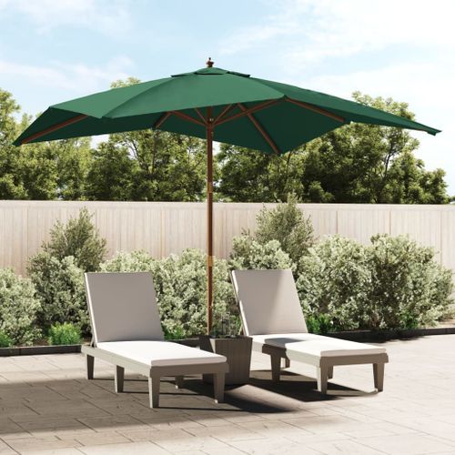 Parasol de jardin avec mât en bois vert 300x300x273 cm - Photo n°2; ?>