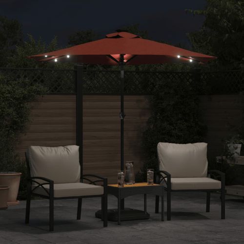 Parasol de jardin LED et mât en acier terre cuite 225x225x212cm - Photo n°3; ?>