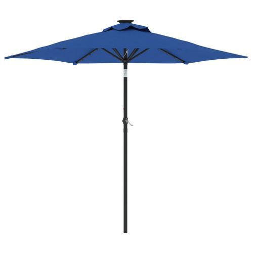 Parasol de jardin LED mât en acier bleu azuré 225x225x212 cm - Photo n°2; ?>