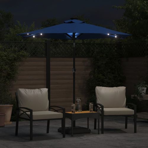 Parasol de jardin LED mât en acier bleu azuré 225x225x212 cm - Photo n°3; ?>