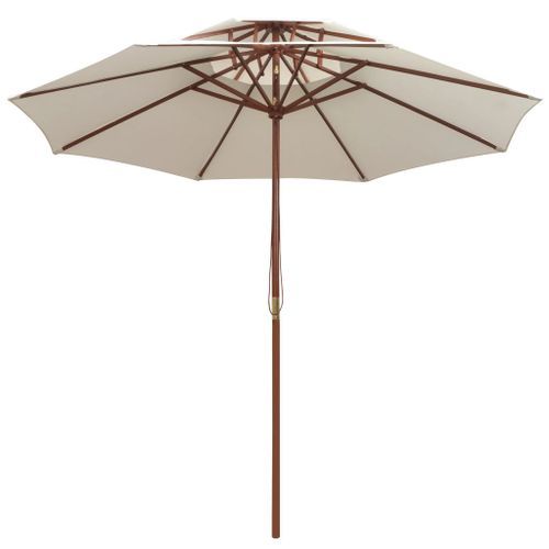 Parasol de terrasse 270 x 270 cm Poteau en bois Blanc crème - Photo n°3; ?>