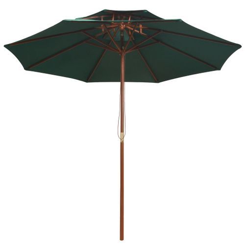 Parasol de terrasse 270 x 270 cm Poteau en bois Vert - Photo n°3; ?>