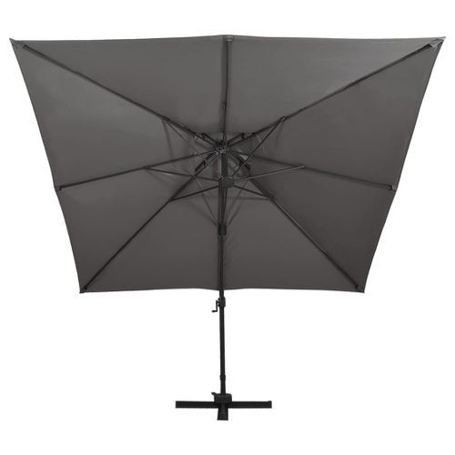 Parasol déporté à double toit 300x300 cm Anthracite - Photo n°3; ?>