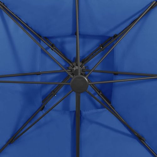 Parasol déporté à double toit 300x300 cm Bleu azuré - Photo n°2; ?>