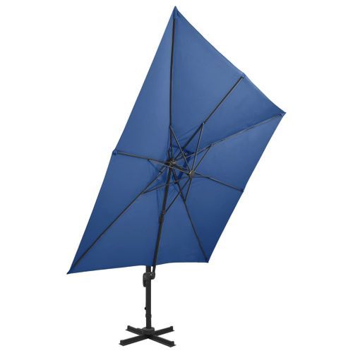 Parasol déporté à double toit 300x300 cm Bleu azuré - Photo n°3; ?>