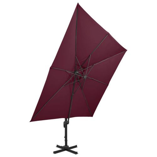 Parasol déporté à double toit 300x300 cm Rouge bordeaux - Photo n°3; ?>