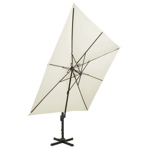 Parasol déporté à double toit 300x300 cm Sable - Photo n°3; ?>