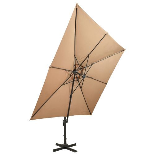 Parasol déporté à double toit 300x300 cm Taupe - Photo n°3; ?>