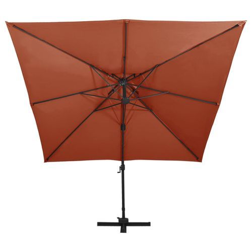 Parasol déporté à double toit 300x300 cm Terre cuite - Photo n°3; ?>