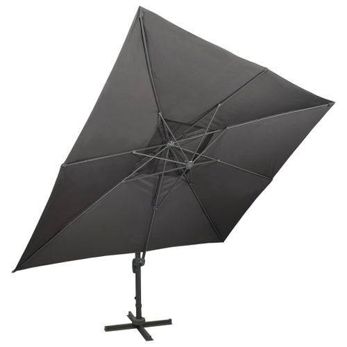 Parasol déporté à double toit Anthracite 400x300 cm - Photo n°3; ?>