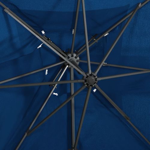 Parasol déporté à double toit Bleu azuré 250x250 cm - Photo n°2; ?>