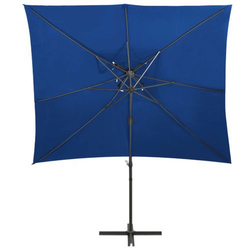 Parasol déporté à double toit Bleu azuré 250x250 cm - Photo n°3; ?>