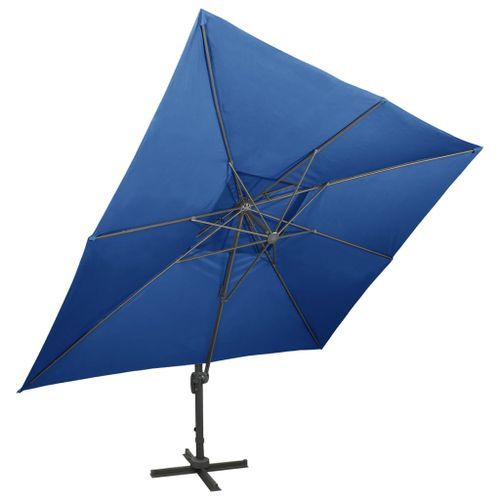 Parasol déporté à double toit Bleu azuré 400x300 cm - Photo n°3; ?>