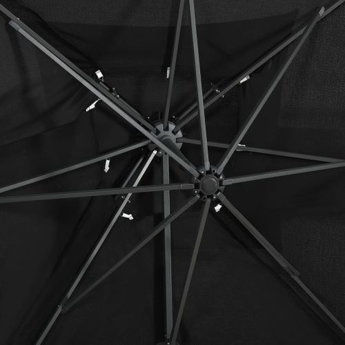 Parasol déporté à double toit Noir 250x250 cm - Photo n°2; ?>