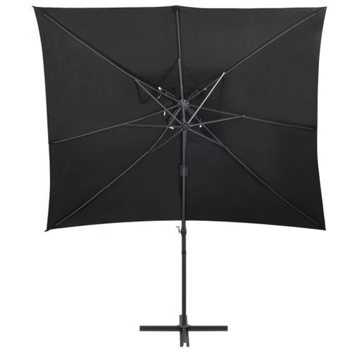 Parasol déporté à double toit Noir 250x250 cm - Photo n°3; ?>