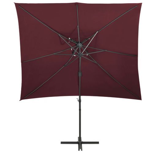 Parasol déporté à double toit Rouge bordeaux 250x250 cm - Photo n°3; ?>