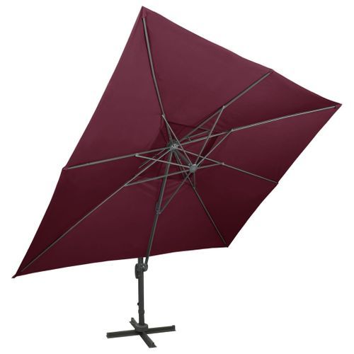 Parasol déporté à double toit Rouge bordeaux 400x300 cm - Photo n°3; ?>