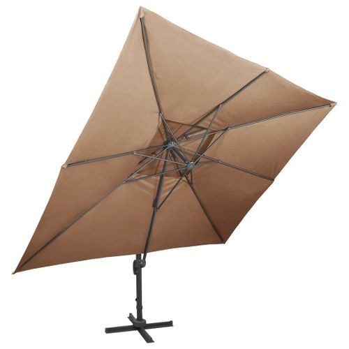 Parasol déporté à double toit Taupe 400x300 cm - Photo n°3; ?>