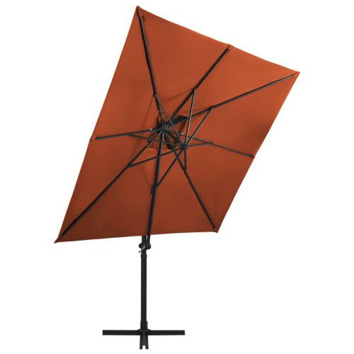 Parasol déporté à double toit Terre cuite 250x250 cm 2 - Photo n°3; ?>