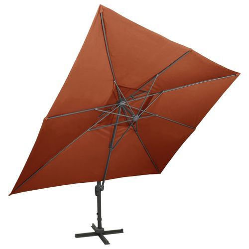 Parasol déporté à double toit Terre cuite 400x300 cm - Photo n°3; ?>