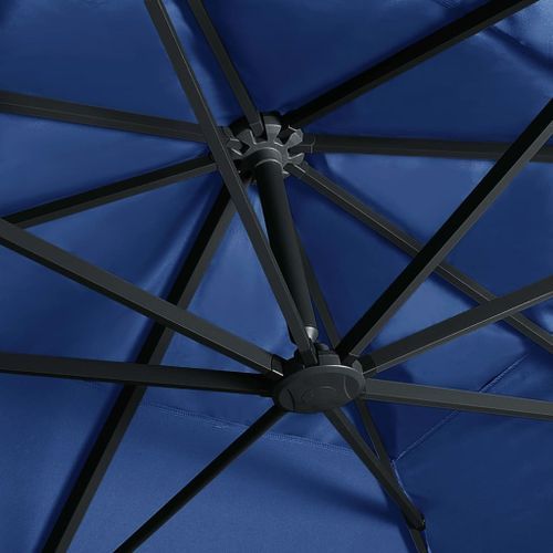 Parasol déporté à lumières LED Aluminium 400x300 cm Bleu azuré - Photo n°2; ?>