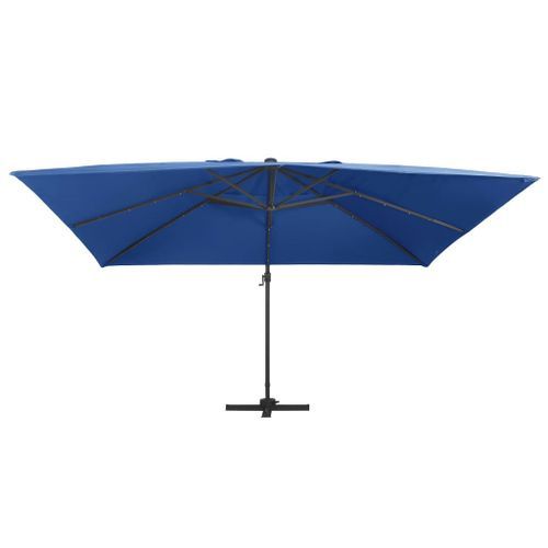 Parasol déporté à lumières LED Aluminium 400x300 cm Bleu azuré - Photo n°3; ?>