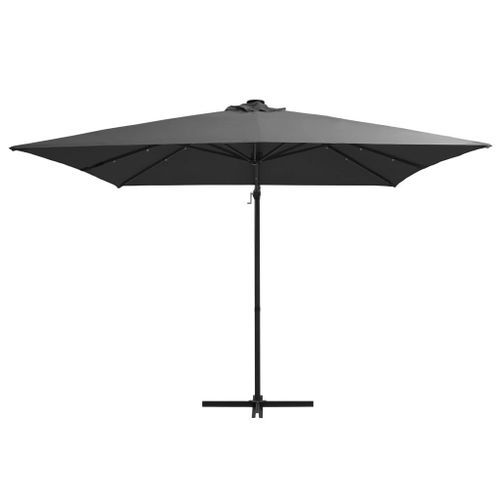 Parasol déporté avec LED et mât en acier 250x250 cm Anthracite - Photo n°3; ?>