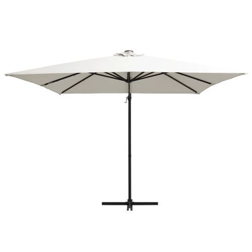 Parasol déporté avec LED et mât en acier 250x250 cm Sable - Photo n°3; ?>