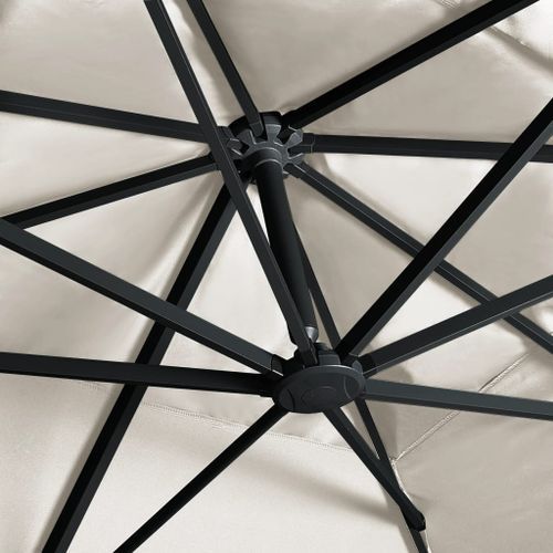 Parasol déporté avec lumières LED Aluminium 400x300 cm Sable - Photo n°2; ?>