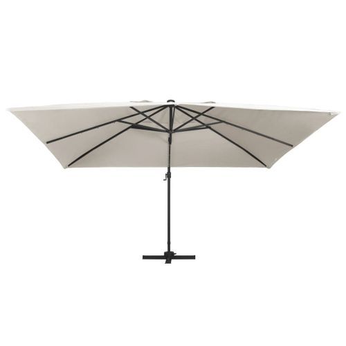 Parasol déporté avec lumières LED Aluminium 400x300 cm Sable - Photo n°3; ?>