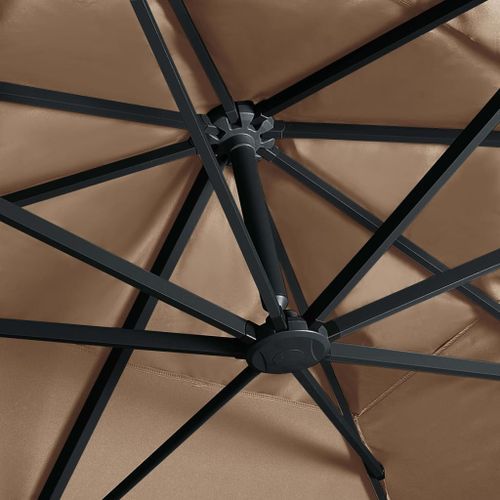 Parasol déporté avec lumières LED Aluminium 400x300 cm Taupe - Photo n°2; ?>