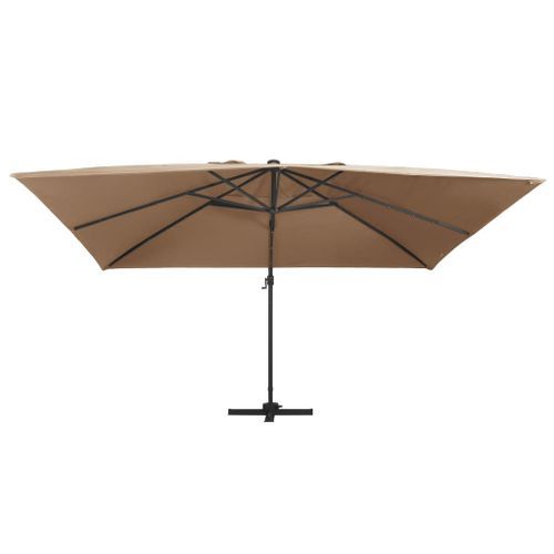 Parasol déporté avec lumières LED Aluminium 400x300 cm Taupe - Photo n°3; ?>