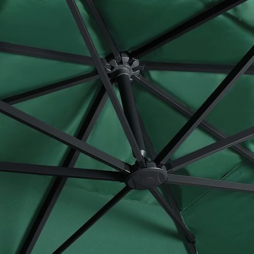 Parasol déporté avec lumières LED Aluminium 400x300 cm Vert - Photo n°2; ?>