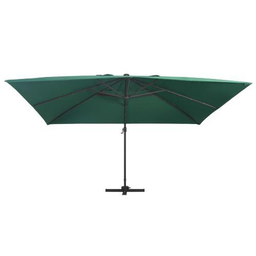 Parasol déporté avec lumières LED Aluminium 400x300 cm Vert - Photo n°3; ?>