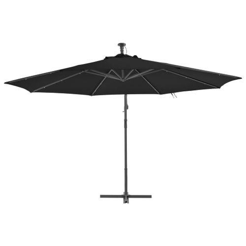 Parasol déporté avec lumières LED Noir 350 cm - Photo n°2; ?>