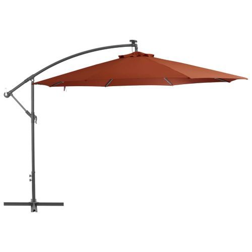 Parasol déporté avec lumières LED Terre cuite 350 cm - Photo n°3; ?>