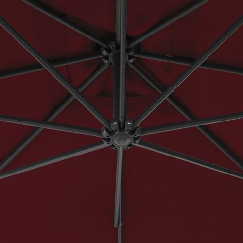 Parasol déporté avec mât en acier 250x250 cm Rouge bordeaux - Photo n°2; ?>