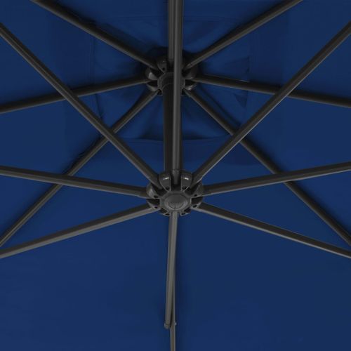 Parasol déporté avec mât en acier 300 cm Bleu azuré - Photo n°2; ?>