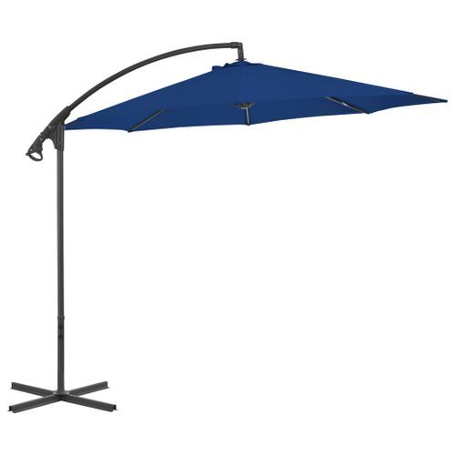 Parasol déporté avec mât en acier 300 cm Bleu azuré - Photo n°3; ?>