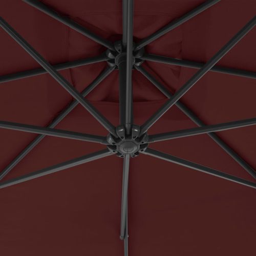 Parasol déporté avec mât en acier 300 cm Rouge bordeaux - Photo n°2; ?>