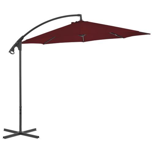 Parasol déporté avec mât en acier 300 cm Rouge bordeaux - Photo n°3; ?>