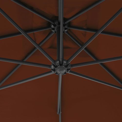 Parasol déporté avec mât en acier 300 cm Terre cuite - Photo n°2; ?>