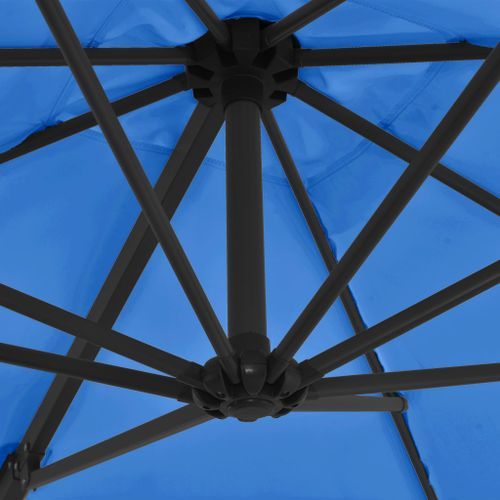 Parasol déporté avec mât en acier Bleu azuré 250x250 cm - Photo n°2; ?>