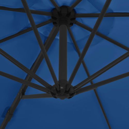 Parasol déporté avec mât en acier Bleu azuré 300 cm - Photo n°2; ?>