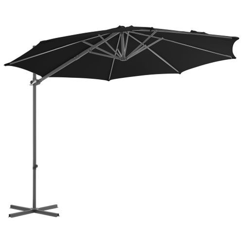Parasol déporté avec mât en acier Noir 300 cm - Photo n°3; ?>