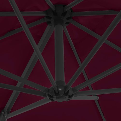 Parasol déporté avec mât en acier Rouge bordeaux 250x250 cm - Photo n°2; ?>