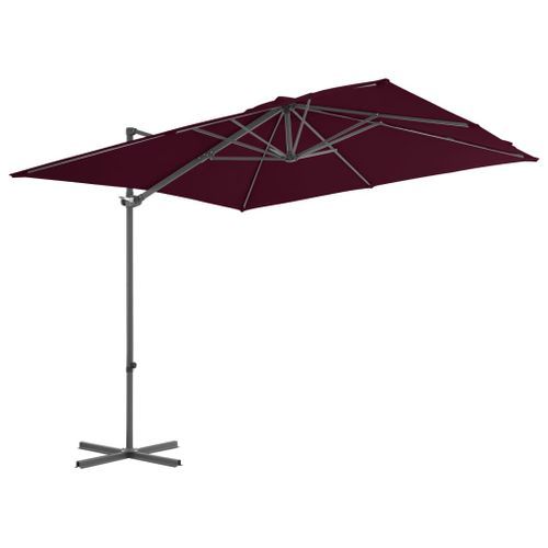 Parasol déporté avec mât en acier Rouge bordeaux 250x250 cm - Photo n°3; ?>