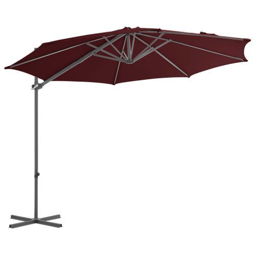 Parasol déporté avec mât en acier Rouge bordeaux 300 cm - Photo n°3; ?>