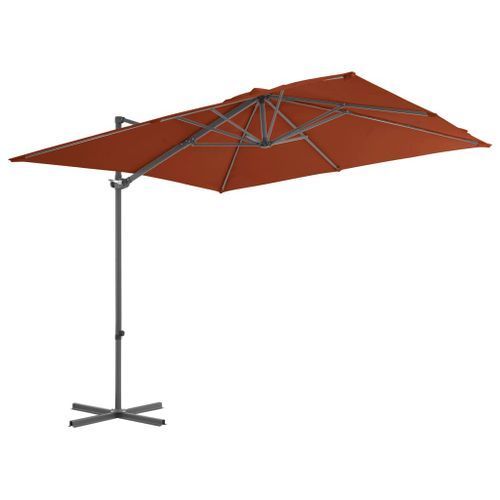 Parasol déporté avec mât en acier Terre cuite 250x250 cm - Photo n°3; ?>